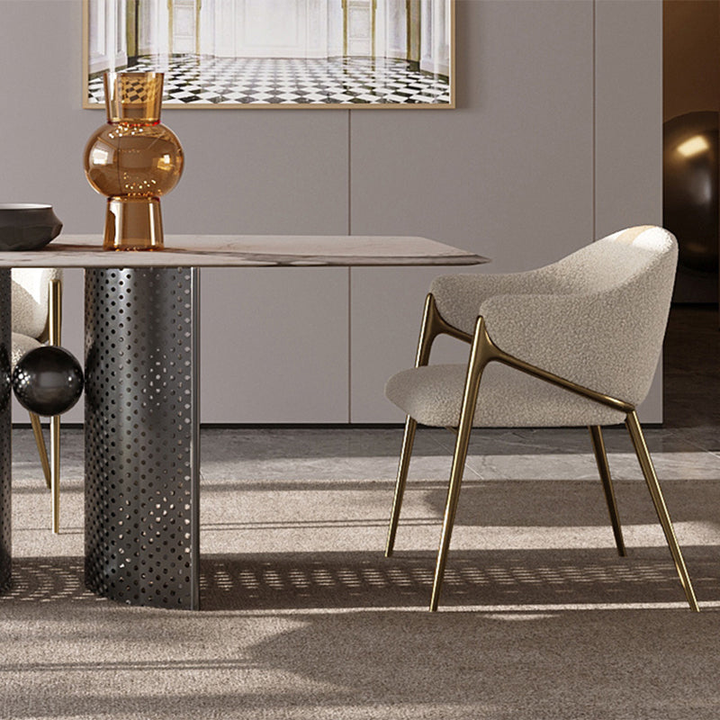 Glam Indoor Upholstered Dining Chair Gold Legs Parsons Arm Chair Clearhalo 'Dining Chairs' 'Dining Tables & Seating' 'dining_chair' 'furn' 'furn_dining_chair' 'Furniture' 'Kitchen & Dining Furniture' 6576165