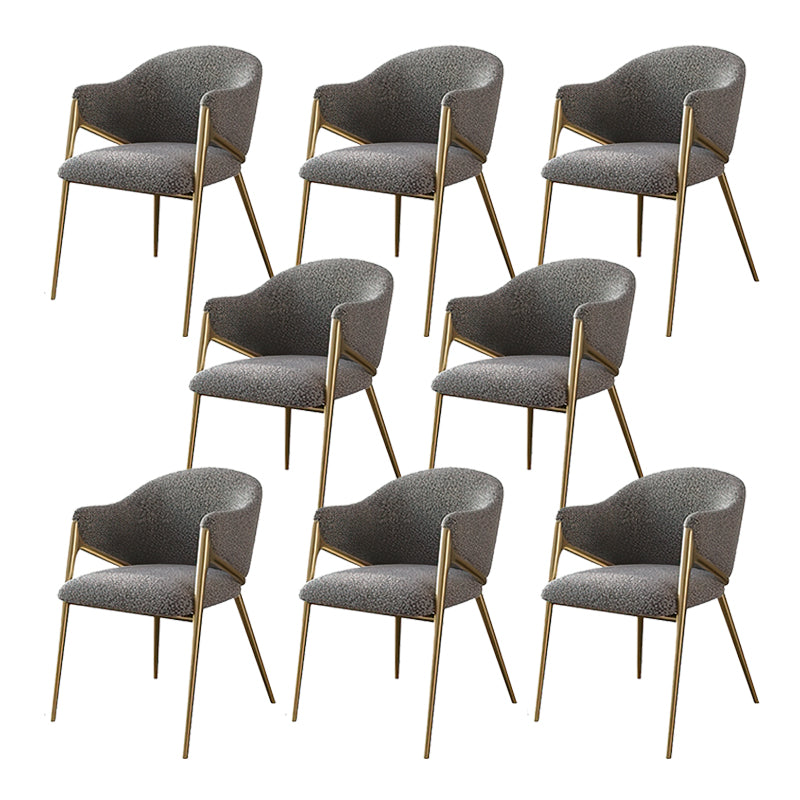 Glam Indoor Upholstered Dining Chair Gold Legs Parsons Arm Chair Grey 8 Piece Set Clearhalo 'Dining Chairs' 'Dining Tables & Seating' 'dining_chair' 'furn' 'furn_dining_chair' 'Furniture' 'Kitchen & Dining Furniture' 6576166