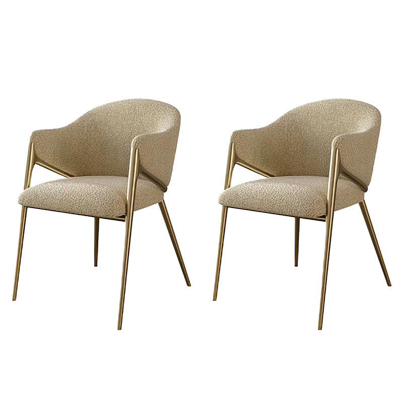 Glam Indoor Upholstered Dining Chair Gold Legs Parsons Arm Chair Khaki 2 Piece Set Clearhalo 'Dining Chairs' 'Dining Tables & Seating' 'dining_chair' 'furn' 'furn_dining_chair' 'Furniture' 'Kitchen & Dining Furniture' 6576167