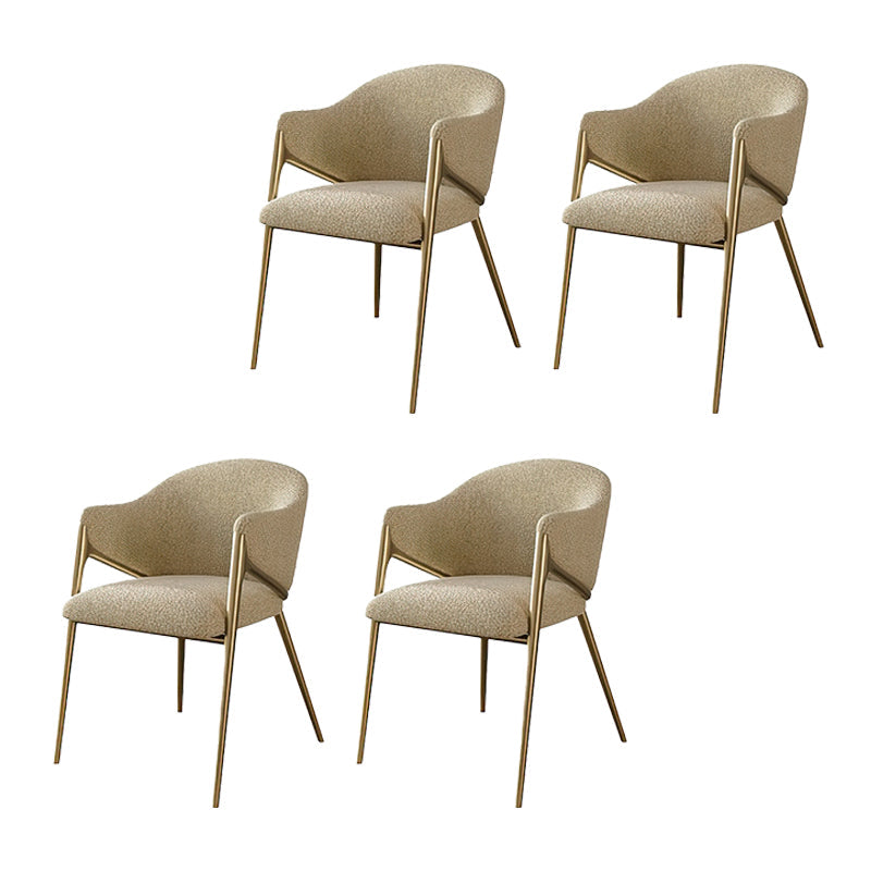 Glam Indoor Upholstered Dining Chair Gold Legs Parsons Arm Chair Khaki 4 Piece Set Clearhalo 'Dining Chairs' 'Dining Tables & Seating' 'dining_chair' 'furn' 'furn_dining_chair' 'Furniture' 'Kitchen & Dining Furniture' 6576168