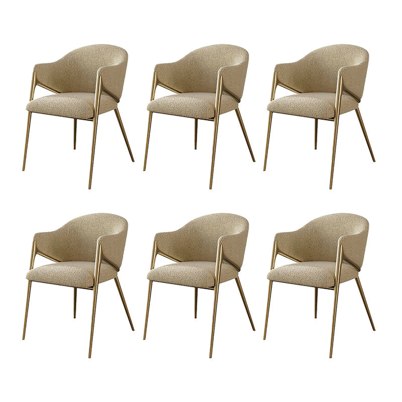 Glam Indoor Upholstered Dining Chair Gold Legs Parsons Arm Chair Khaki 6 Piece Set Clearhalo 'Dining Chairs' 'Dining Tables & Seating' 'dining_chair' 'furn' 'furn_dining_chair' 'Furniture' 'Kitchen & Dining Furniture' 6576169