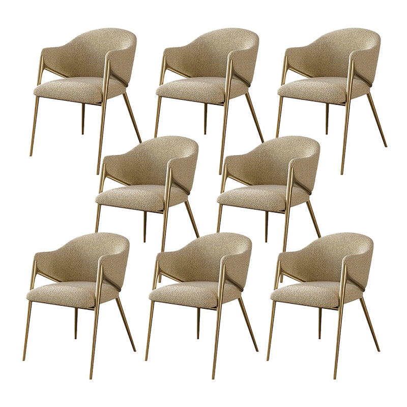 Glam Indoor Upholstered Dining Chair Gold Legs Parsons Arm Chair Khaki 8 Piece Set Clearhalo 'Dining Chairs' 'Dining Tables & Seating' 'dining_chair' 'furn' 'furn_dining_chair' 'Furniture' 'Kitchen & Dining Furniture' 6576170