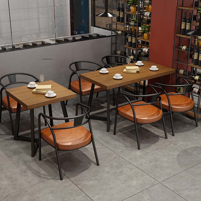 Industrial Double Pedestal Dining Table Wood Table for Cafe Bar Clearhalo 'Dining Tables & Seating' 'Dining Tables' 'dining_table' 'furn' 'furn_dining_table' 'Furniture' 'Kitchen & Dining Furniture' 6576274