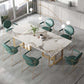 Glam Style Sintered Stone Dining Table Dining Rectangle Table with Metal Legs for Home Use