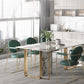 Glam Style Sintered Stone Dining Table Dining Rectangle Table with Metal Legs for Home Use