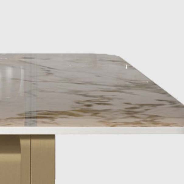Glam Style Sintered Stone Dining Table Dining Rectangle Table with Metal Legs for Home Use