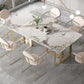 Glam Style Sintered Stone Dining Table Dining Rectangle Table with Metal Legs for Home Use