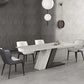 Modern Style Sintered Stone Dining Table Rectangle Table with Metal Legs for Home Use