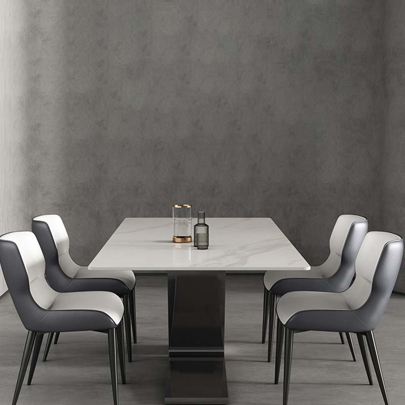 Modern Style Sintered Stone Dining Table Rectangle Table with Metal Legs for Home Use