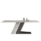 Modern Style Sintered Stone Dining Table Rectangle Table with Metal Legs for Home Use