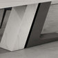 Modern Style Sintered Stone Dining Table Rectangle Table with Metal Legs for Home Use