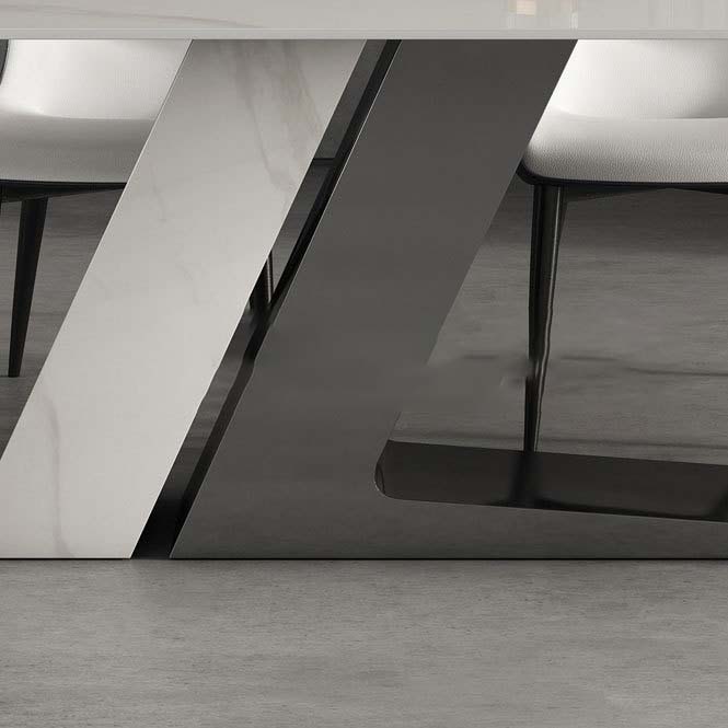 Modern Style Sintered Stone Dining Table Rectangle Table with Metal Legs for Home Use
