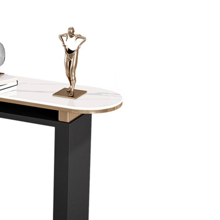 Glam Stone Console Table Oval Shape Console Sofa Table for Hall Clearhalo 'Console Tables' 'console_tables' 'Entry & Mudroom Furniture' 'furn' 'furn_console_tables' 'Furniture' 6576361