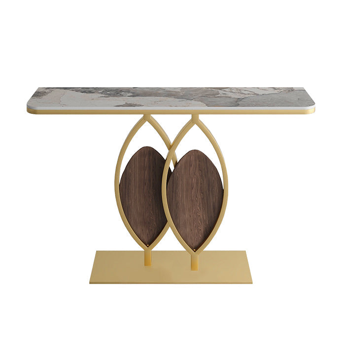 Stone Rectangle Accent Table Modern 31.5-inch Tall Accent Table Pandora & Gold Clearhalo 'Console Tables' 'console_tables' 'Entry & Mudroom Furniture' 'furn' 'furn_console_tables' 'Furniture' 6576532