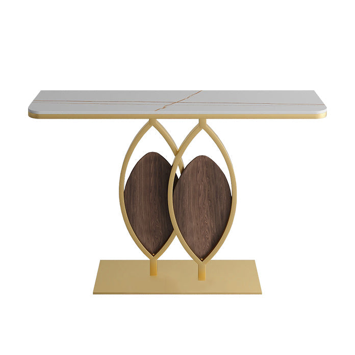 Stone Rectangle Accent Table Modern 31.5-inch Tall Accent Table White-Gold Clearhalo 'Console Tables' 'console_tables' 'Entry & Mudroom Furniture' 'furn' 'furn_console_tables' 'Furniture' 6576535