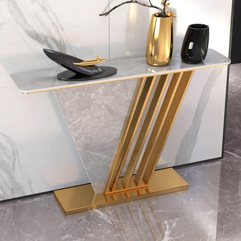 Stone Rectangle Accent Table Modern 31.5" Tall Console Table with 1 Shelf