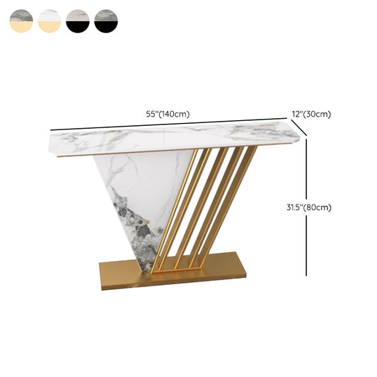 Stone Rectangle Accent Table Modern 31.5" Tall Console Table with 1 Shelf