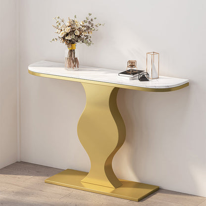 Modern de 11.81 "W Table de la consola Stone Half Moon Accent Table para Hall
