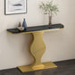 Modern de 11.81 "W Table de la consola Stone Half Moon Accent Table para Hall