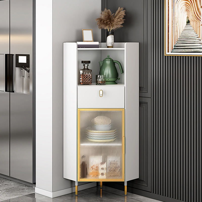 Modern Style Buffet Sideboard Stone Side Board with Cabinet and Drawer 19"L x 19"W x 53"H White Clearhalo 'buffet_sideboard' 'Buffets & Sideboards' 'furn' 'furn_buffet_sideboard' 'Furniture' 'Kitchen & Dining Furniture' 6578880