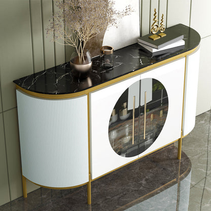 Tavolo a buffet in stile glam in finto marmo da 35,4 pollici con armadi e cassetti