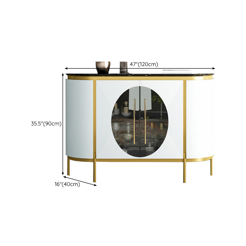 Tavolo a buffet in stile glam in finto marmo da 35,4 pollici con armadi e cassetti
