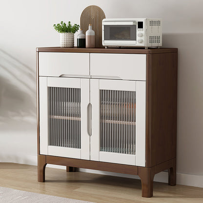 Solid Wood Buffet Table Modern 34.25-inch Side Board with Cabinets and Drawers Walnut White Clearhalo 'buffet_sideboard' 'Buffets & Sideboards' 'furn' 'furn_buffet_sideboard' 'Furniture' 'Kitchen & Dining Furniture' 6578980