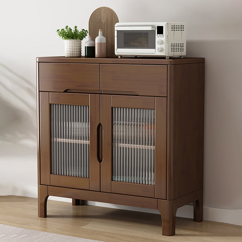 Solid Wood Buffet Table Modern 34.25-inch Side Board with Cabinets and Drawers Nut-Brown Clearhalo 'buffet_sideboard' 'Buffets & Sideboards' 'furn' 'furn_buffet_sideboard' 'Furniture' 'Kitchen & Dining Furniture' 6578981