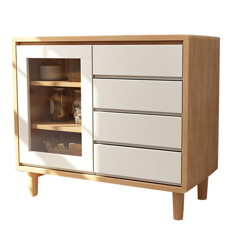 Mesa de buffet de madera sólida Modern de 31.5 pulgadas de 31.5 pulgadas con gabinete y cajones