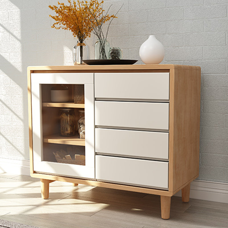 Mesa de buffet de madera sólida Modern de 31.5 pulgadas de 31.5 pulgadas con gabinete y cajones