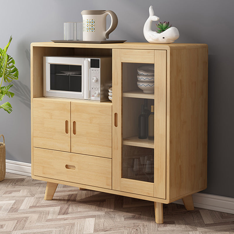 Solid Wood Buffet Table Modern 38.4-inch Side Board with Cabinets and Drawer Wood Clearhalo 'buffet_sideboard' 'Buffets & Sideboards' 'furn' 'furn_buffet_sideboard' 'Furniture' 'Kitchen & Dining Furniture' 6578999