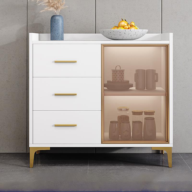 Mesa de buffet de madera tabla lateral de estilo glamoroso con gabinete y cajones