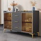 Mesa de buffet de madera tabla lateral de estilo glamoroso con gabinete y cajones
