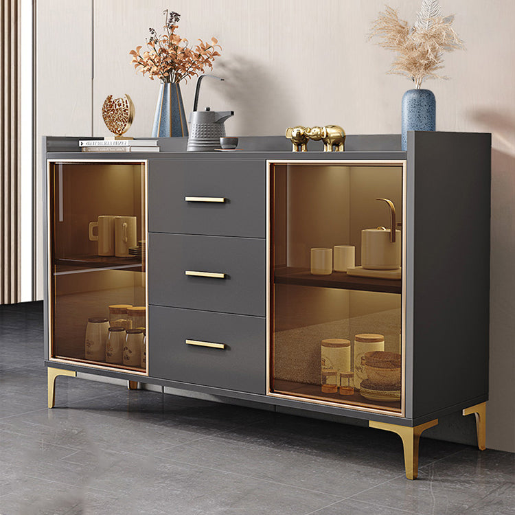 Mesa de buffet de madera tabla lateral de estilo glamoroso con gabinete y cajones