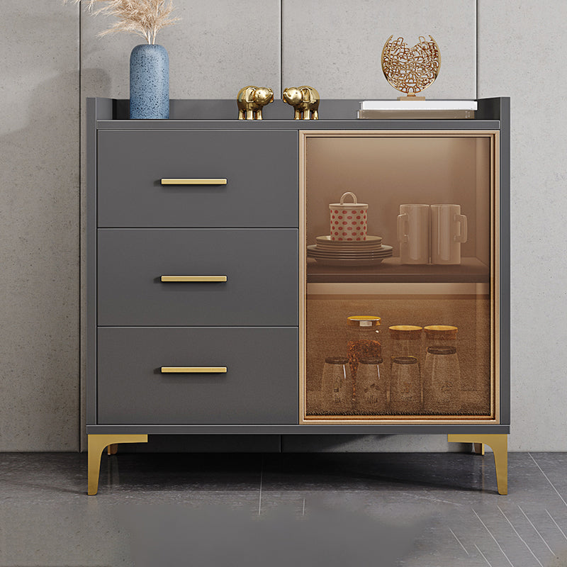 Mesa de buffet de madera tabla lateral de estilo glamoroso con gabinete y cajones