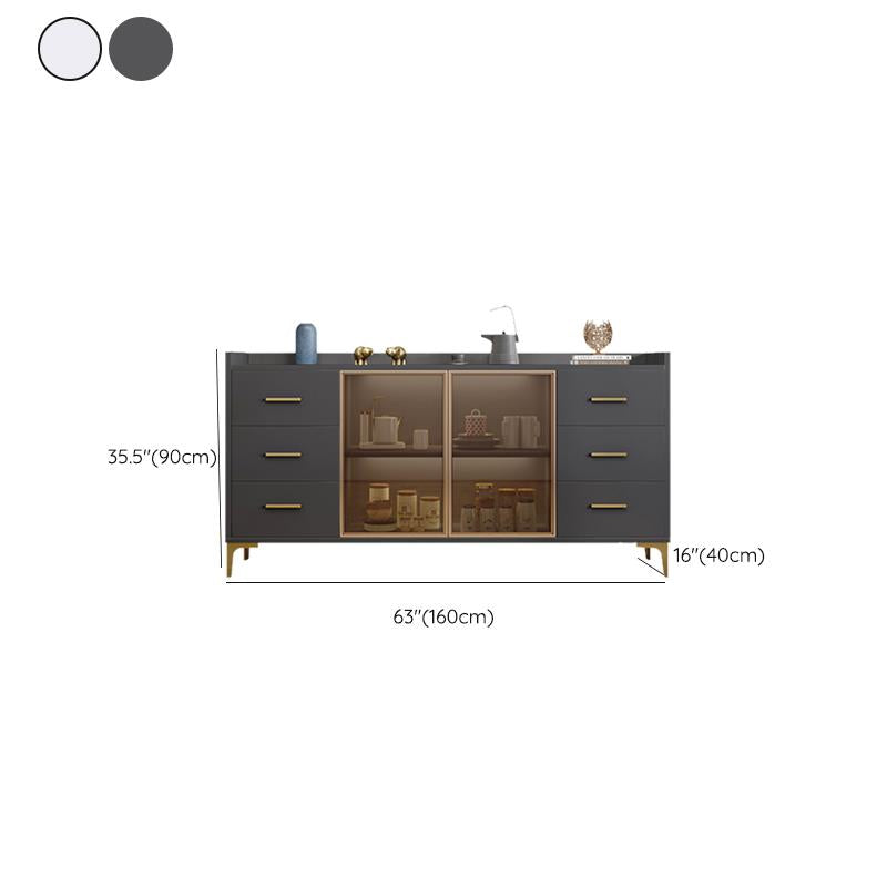 Mesa de buffet de madera tabla lateral de estilo glamoroso con gabinete y cajones