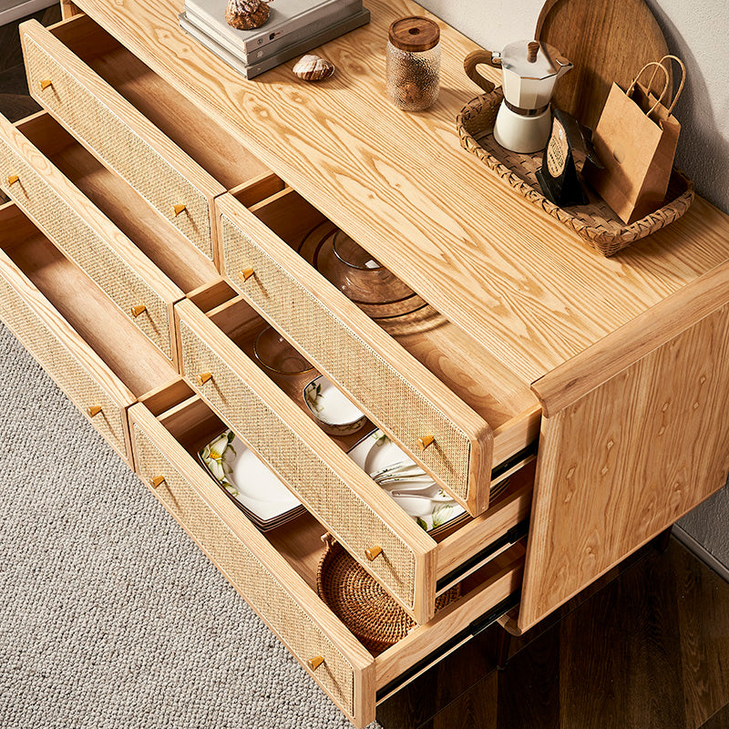 Solid Wood Buffet Table Modern Style Side Board with Drawers Clearhalo 'buffet_sideboard' 'Buffets & Sideboards' 'furn' 'furn_buffet_sideboard' 'Furniture' 'Kitchen & Dining Furniture' 6579070