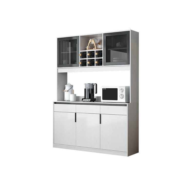 Modern Sideboard Buffet with Glass Doors Engineered Wood Buffet Server White Clearhalo 'buffet_sideboard' 'Buffets & Sideboards' 'furn' 'furn_buffet_sideboard' 'Furniture' 'Kitchen & Dining Furniture' 6579217