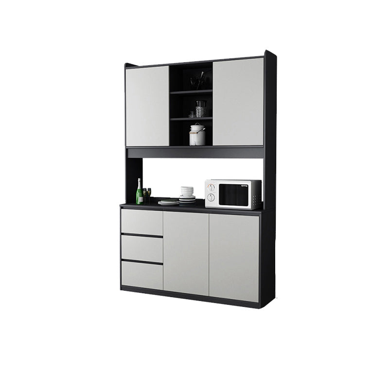 Modern Sideboard Buffet with Glass Doors Engineered Wood Buffet Server Grey Clearhalo 'buffet_sideboard' 'Buffets & Sideboards' 'furn' 'furn_buffet_sideboard' 'Furniture' 'Kitchen & Dining Furniture' 6579218