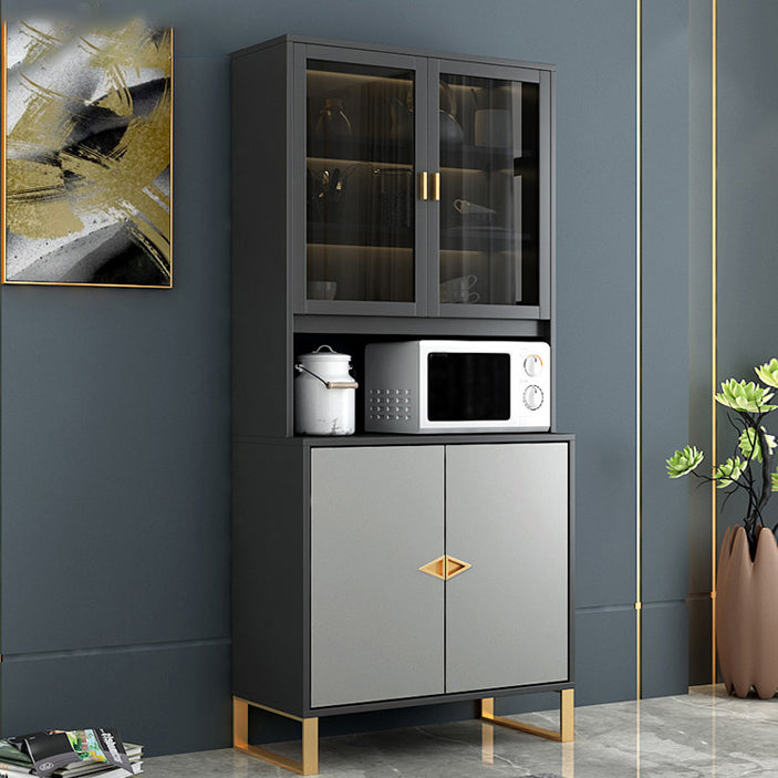 Modern Sideboard Buffet with Glass Doors Engineered Wood Buffet Server Clearhalo 'buffet_sideboard' 'Buffets & Sideboards' 'furn' 'furn_buffet_sideboard' 'Furniture' 'Kitchen & Dining Furniture' 6579227