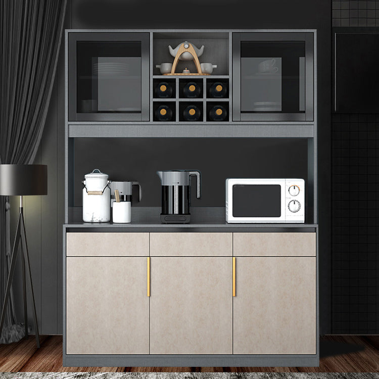 Modern Sideboard Buffet with Glass Doors Engineered Wood Buffet Server Clearhalo 'buffet_sideboard' 'Buffets & Sideboards' 'furn' 'furn_buffet_sideboard' 'Furniture' 'Kitchen & Dining Furniture' 6579229