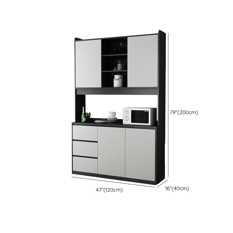 Modern Sideboard Buffet with Glass Doors Engineered Wood Buffet Server Clearhalo 'buffet_sideboard' 'Buffets & Sideboards' 'furn' 'furn_buffet_sideboard' 'Furniture' 'Kitchen & Dining Furniture' 6579234