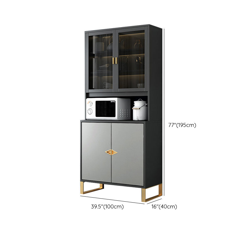 Modern Sideboard Buffet with Glass Doors Engineered Wood Buffet Server Clearhalo 'buffet_sideboard' 'Buffets & Sideboards' 'furn' 'furn_buffet_sideboard' 'Furniture' 'Kitchen & Dining Furniture' 6579236