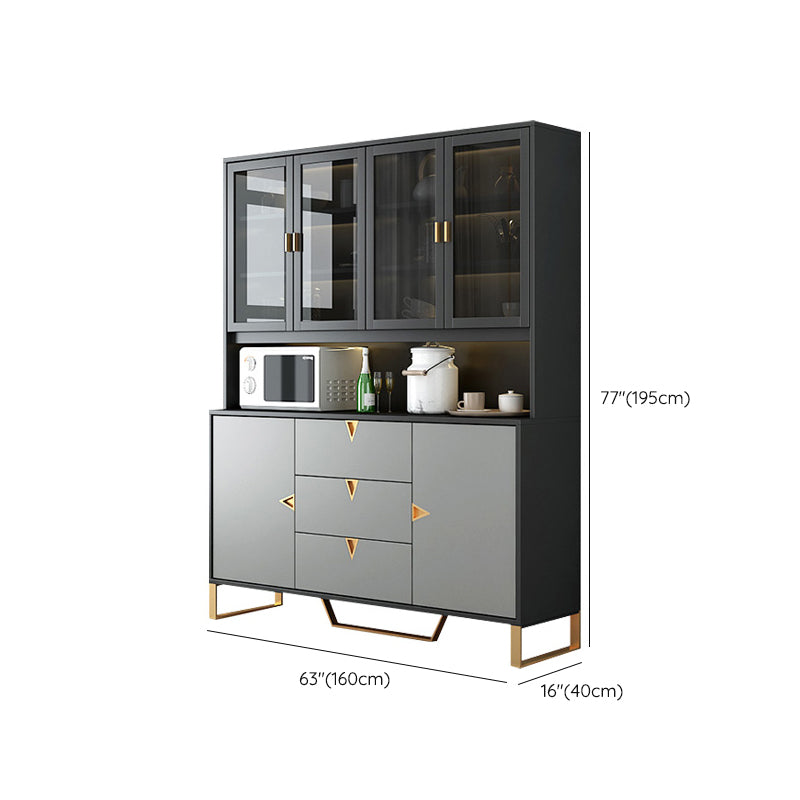 Modern Sideboard Buffet with Glass Doors Engineered Wood Buffet Server Clearhalo 'buffet_sideboard' 'Buffets & Sideboards' 'furn' 'furn_buffet_sideboard' 'Furniture' 'Kitchen & Dining Furniture' 6579237