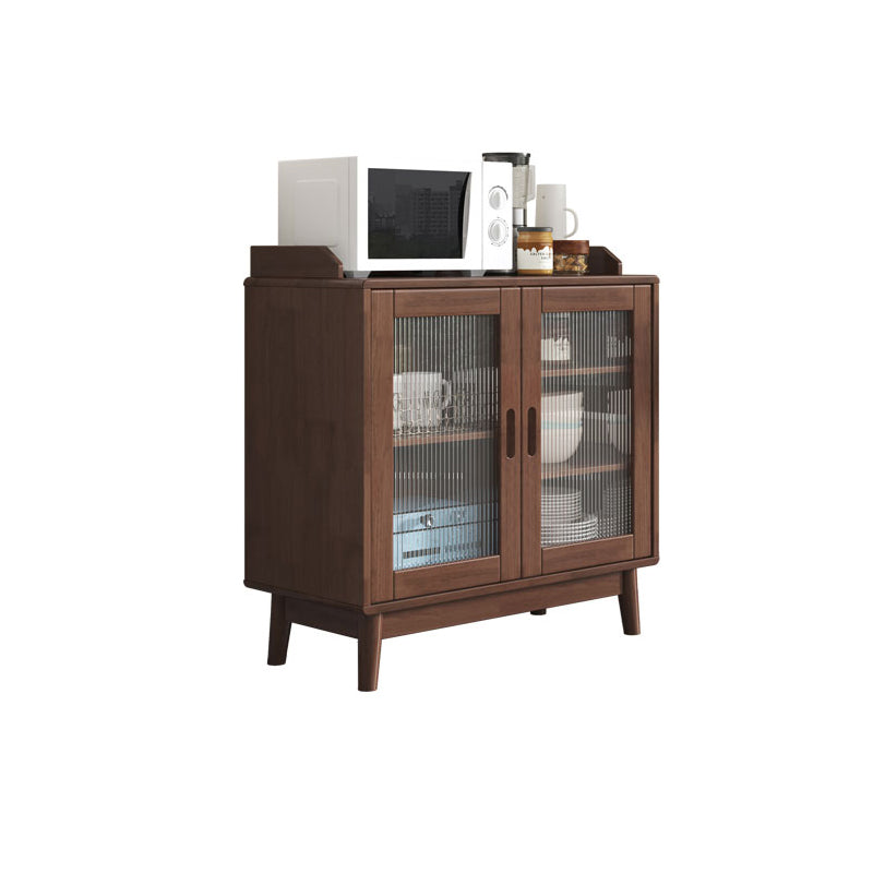 Contemporary Sideboard Buffet Rubberwood Solid Wood Dining Server 31"L x 16"W x 31"H Walnut Clearhalo 'buffet_sideboard' 'Buffets & Sideboards' 'furn' 'furn_buffet_sideboard' 'Furniture' 'Kitchen & Dining Furniture' 6579239