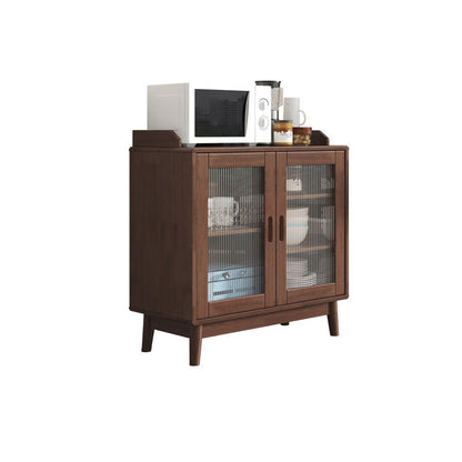 Contemporary Sideboard Buffet Rubberwood Solid Wood Dining Server 31"L x 16"W x 31"H Walnut Clearhalo 'buffet_sideboard' 'Buffets & Sideboards' 'furn' 'furn_buffet_sideboard' 'Furniture' 'Kitchen & Dining Furniture' 6579239