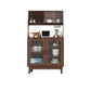 Contemporary Sideboard Buffet Rubberwood Solid Wood Dining Server 31.5"L x 16"W x 66"H Walnut Clearhalo 'buffet_sideboard' 'Buffets & Sideboards' 'furn' 'furn_buffet_sideboard' 'Furniture' 'Kitchen & Dining Furniture' 6579240