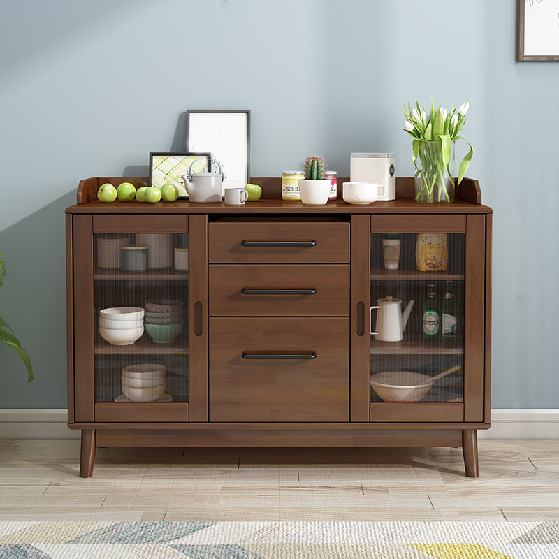 Contemporary Sideboard Buffet Rubberwood Solid Wood Dining Server Clearhalo 'buffet_sideboard' 'Buffets & Sideboards' 'furn' 'furn_buffet_sideboard' 'Furniture' 'Kitchen & Dining Furniture' 6579242