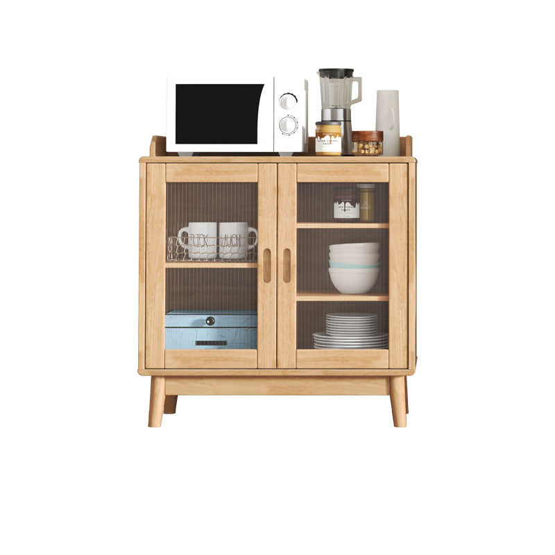 Contemporary Sideboard Buffet Rubberwood Solid Wood Dining Server 31"L x 16"W x 31"H Natural Clearhalo 'buffet_sideboard' 'Buffets & Sideboards' 'furn' 'furn_buffet_sideboard' 'Furniture' 'Kitchen & Dining Furniture' 6579246