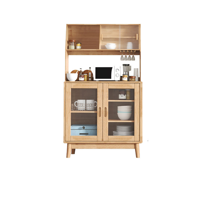 Contemporary Sideboard Buffet Rubberwood Solid Wood Dining Server 31.5"L x 16"W x 66"H Natural Clearhalo 'buffet_sideboard' 'Buffets & Sideboards' 'furn' 'furn_buffet_sideboard' 'Furniture' 'Kitchen & Dining Furniture' 6579248